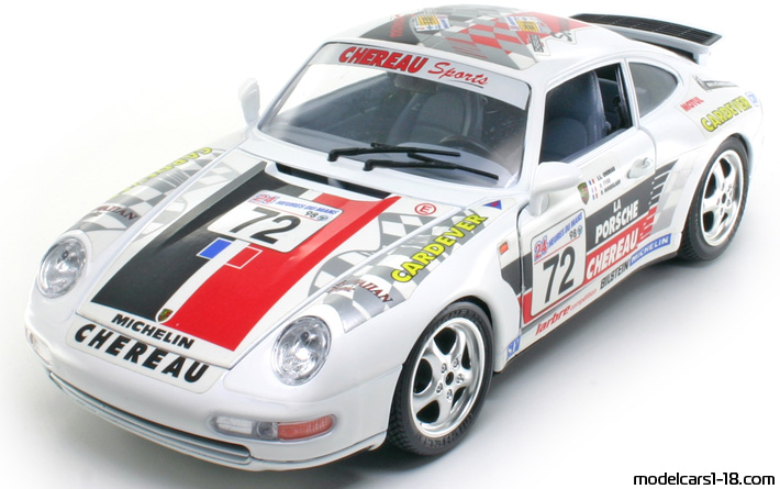 1994 - Porsche 911 Cup 3.8 (993) Bburago 1/18 (White) Предна лява страна