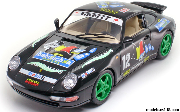 1994 - Porsche 911 Cup 3.8 (993) Bburago 1/18 (Черен) Предна лява страна