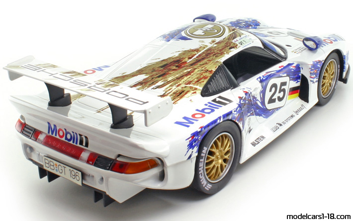 1996 - Porsche 911 GT1 Anson 1/18 (Бял / Син) Задна дясна страна
