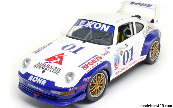 1996 - Porsche 911 GT2 (993) Anson 1/18 (White / Син) Предна лява страна