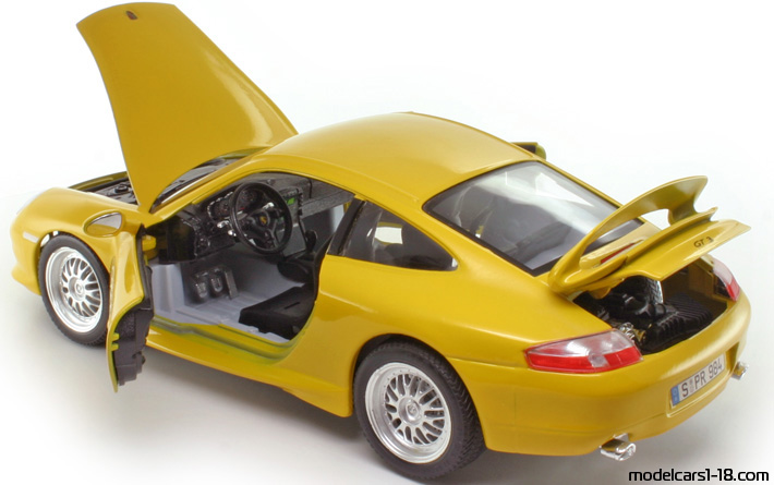1997 - Porsche 911 GT3 (996) Bburago 1/18 (Жълт) Отваряеми части