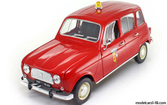 1964 - Renault 4L Fire Dept Solido 1/18 (Червен) Предна лява страна