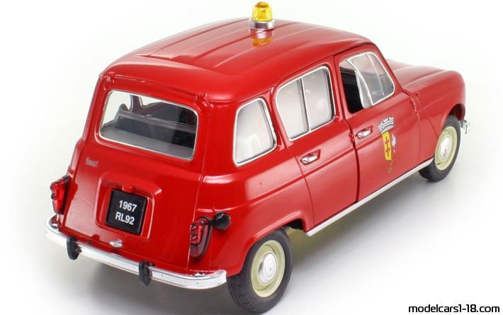 1964 - Renault 4L Fire Dept Solido 1/18 (Червен) Задна дясна страна