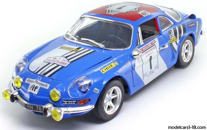1971 - Renault Alpine A110 1600S Bburago 1/16 (Blue / Бял) Предна лява страна