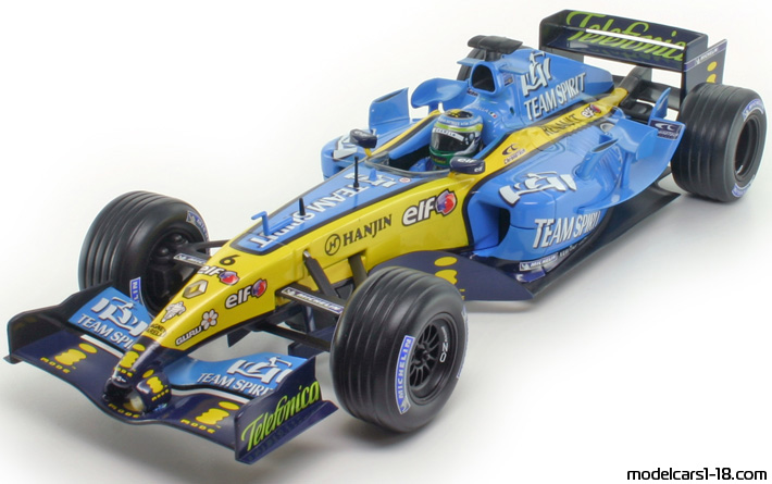 2005 - Renault R25 Hot Wheels 1/18 (Син / Жълт) Предна лява страна