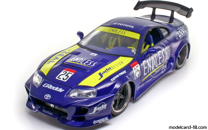 1993 - Toyota Supra (A80) Jada Toys 1/18 (Blue / Жълт) Предна лява страна