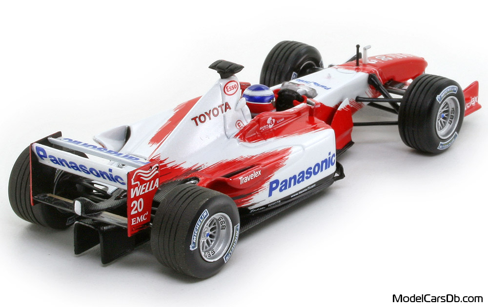 2003 - Toyota TF103 Launch Version (TF102) Minichamps 1/43 (Бял / Червен) Задна дясна страна