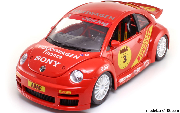 2000 - Volkswagen New Beetle RSI Cup Bburago 1/18 (Red / Жълт) Предна лява страна