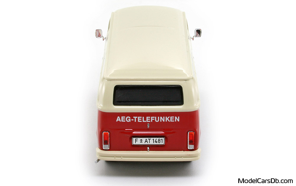 1971 - Volkswagen T2b Bus Schuco 1/43 (Червен / Бял) Задница