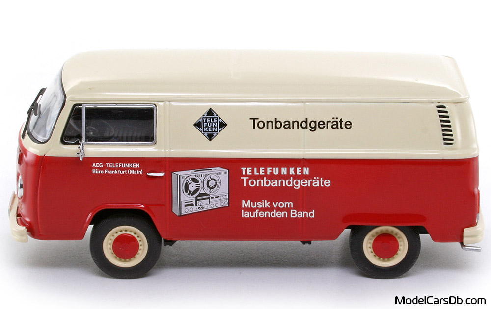1971 - Volkswagen T2b Bus Schuco 1/43 (Червен / Бял) Страна