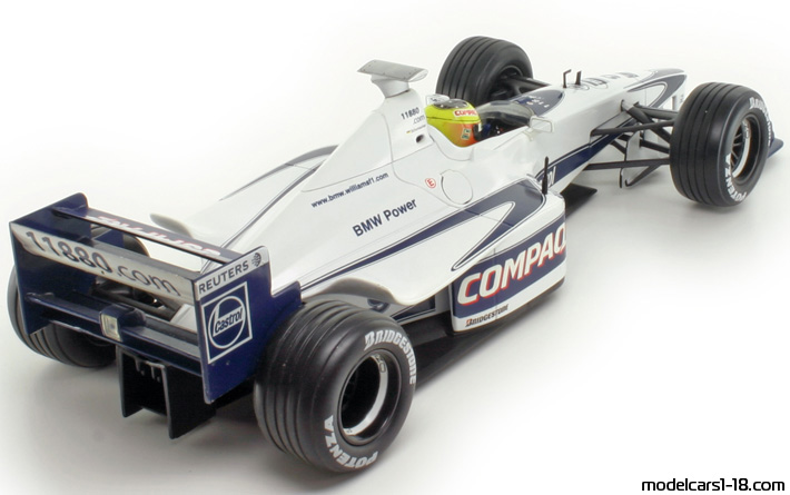 2000 - Williams BMW FW22 Launch Version (FW21) Hot Wheels 1/18 (Бял / Син) Задна дясна страна