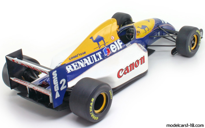 1993 - Williams Renault FW15 Minichamps 1/18 (Жълт / Син) Задна дясна страна