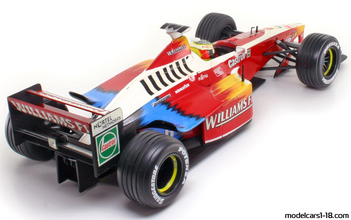 1999 - Williams Supertec FW21 Hot Wheels 1/18 (Червен / Бял) Задна дясна страна