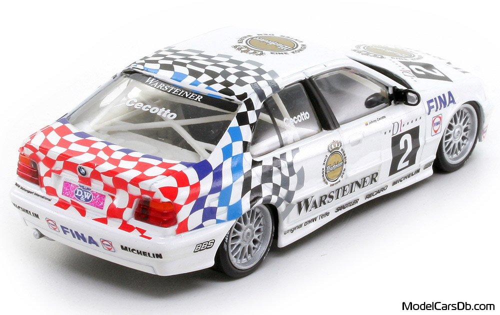 1994 - BMW 318i (E36) Minichamps 1/43 (Weiß / Schwarz) Hinten rechte seite