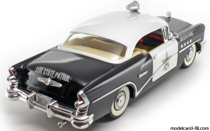 1955 - Buick Century Highway Patrol Mira 1/18 (Schwarz / Weiß) Hinten rechte seite