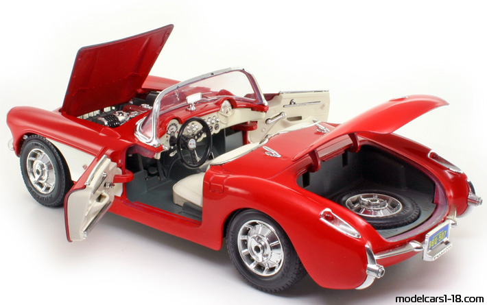 1957 - Chevrolet Corvette C1 Bburago 1/18 (Rot / Weiß) Zu öffnende Teile