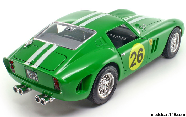 1962 - Ferrari 250 GTO Bburago 1/18 (Grün / Weiß) Hinten rechte seite