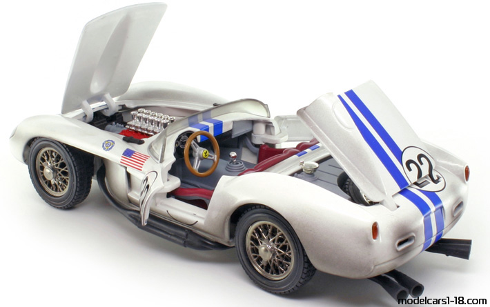 1957 - Ferrari 250 Testa Rossa Hot Wheels 1/18 (Weiß / Blau) Zu öffnende Teile