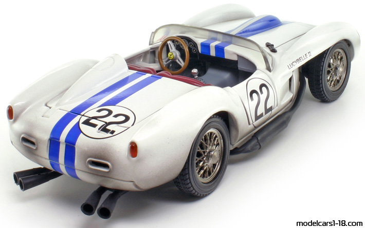 1957 - Ferrari 250 Testa Rossa Hot Wheels 1/18 (Weiß / Blau) Hinten rechte seite