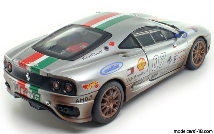 2003 - Ferrari 360 Challenge Hot Wheels 1/18 (Silber) Hinten rechte seite