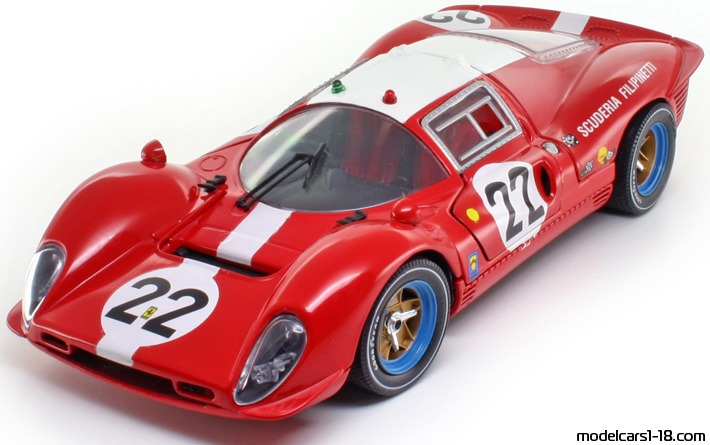 1967 - Ferrari 412 P Jouef Evolution 1/18 (Rot / Weiß) Vorne linke Seite