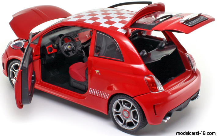 2008 - Fiat 500 Abarth Mondo Motors 1/18 (Rot) Zu öffnende Teile