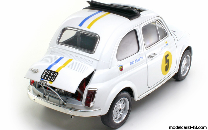 1965 - Fiat 500 Abarth Bburago 1/16 (Weiß) Hinten rechte seite