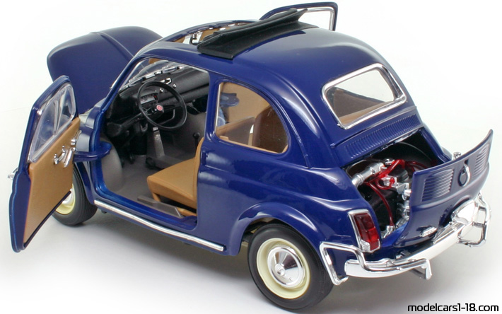 1968 - Fiat 500 L Bburago 1/16 (Blau) Zu öffnende Teile