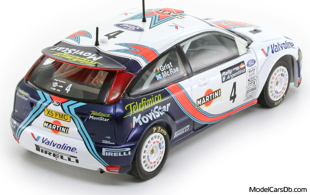 2001 - Ford Focus RS WRC IXO 1/43 (Weiß / Blau) Hinten rechte seite