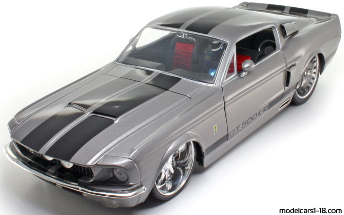 1967 - Ford Mustang Shelby GT500KR Jada Toys 1/18 (Grau / Schwarz) Vorne linke Seite