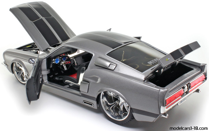 1967 - Ford Mustang Shelby GT500KR Jada Toys 1/18 (Grau / Schwarz) Zu öffnende Teile