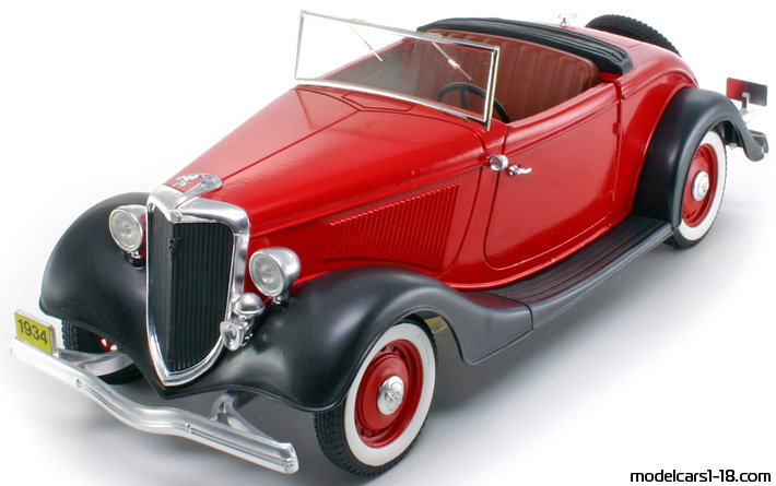 1934 - Ford V8 Roadster Solido 1/19 (Red / Schwarz) Vorne linke Seite