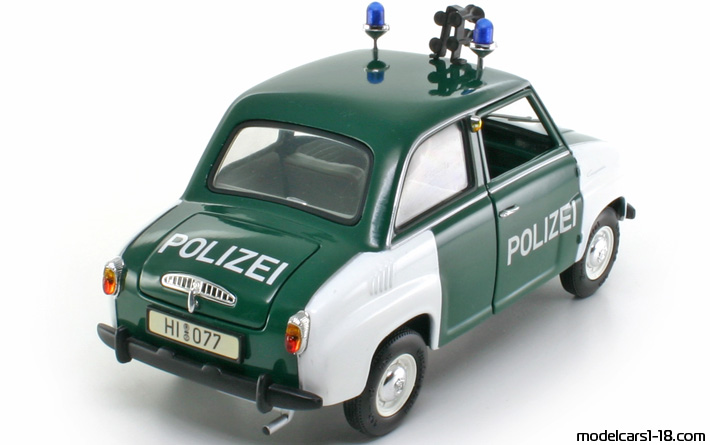 1955 - Goggomobil T250 Fire Dept / Police Revell 1/18 (Grün / Weiß) Hinten rechte seite