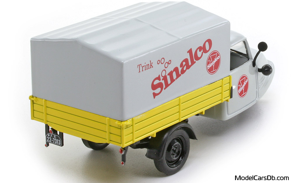 1950 - Goliath GD 750 Norev 1/43 (Grau / Gelb) Hinten rechte seite