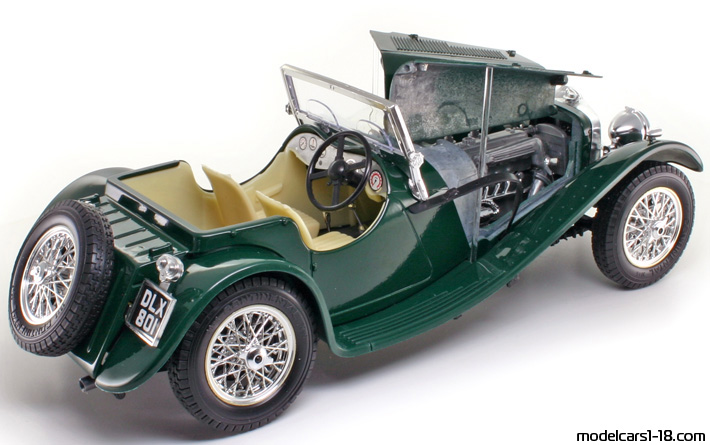 1936 - Jaguar SS100 Bburago 1/18 (Grün) Zu öffnende Teile