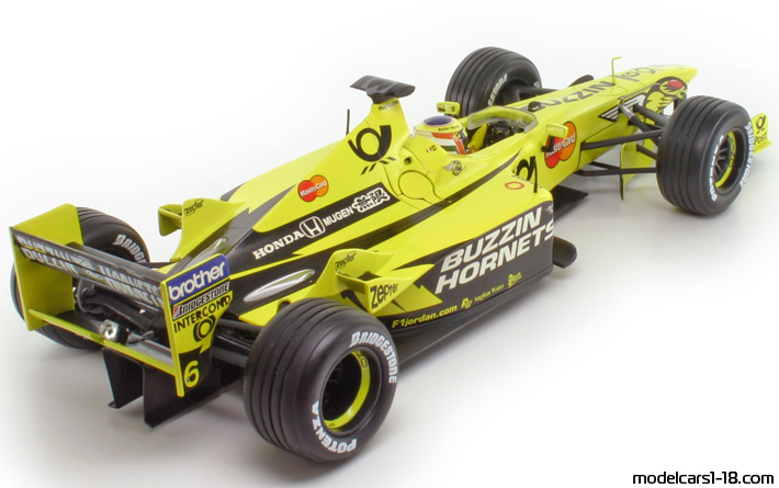 2000 - Jordan Mugen Honda EJ10 Hot Wheels 1/18 (Gelb / Schwarz) Hinten rechte seite