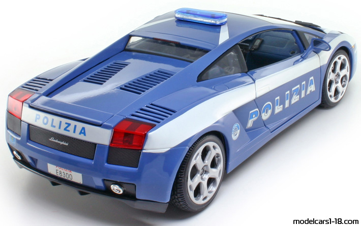 2002 - Lamborghini Gallardo Polizia Maisto 1/18 (Blau / Weiß) Hinten rechte seite