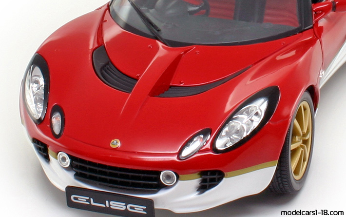 2002 - Lotus Elise Type 49 Jadi 1/18 (Rot / Weiß) Kofferraum / Klappbare Scheinwerfer