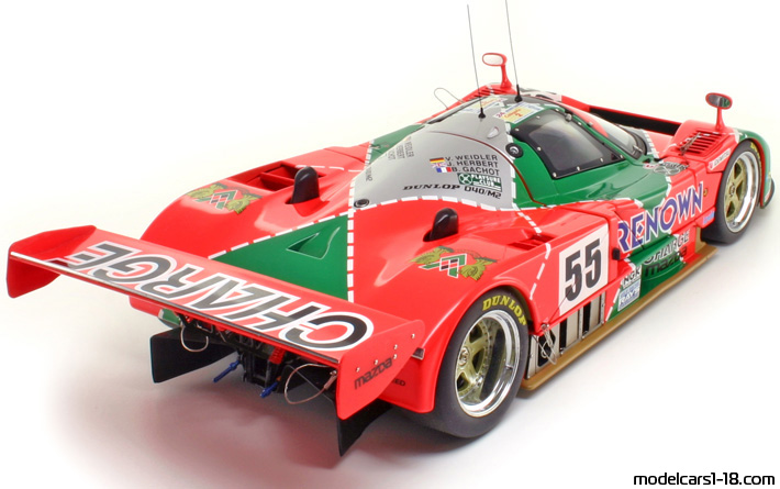 1991 - Mazda 787B AutoArt 1/18 (Rot / Grün) Hinten rechte seite