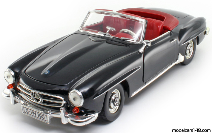 1955 - Mercedes 190 SL (R121) ERTL 1/18 (Schwarz) Vorne linke Seite