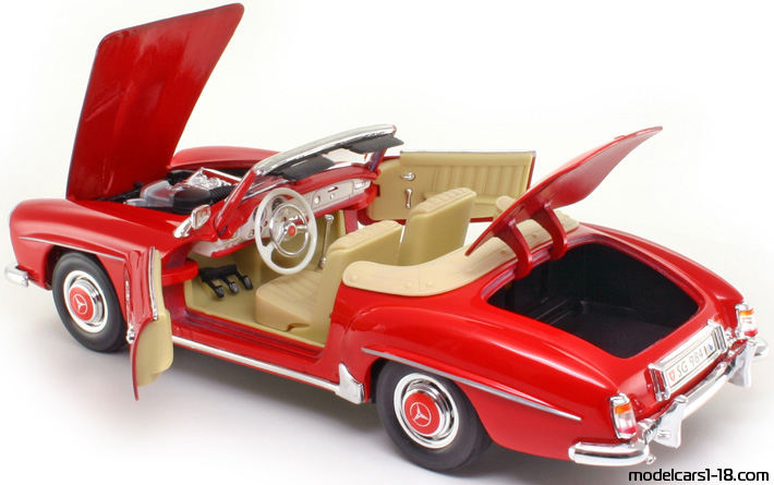 1955 - Mercedes 190 SL (R121) Welly 1/18 (Rot) Zu öffnende Teile