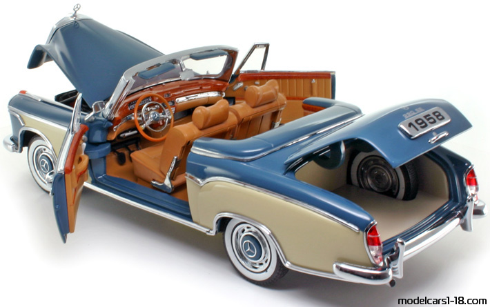 1956 - Mercedes 220 SE (W180) Sun Star 1/18 (Blau / Weiß) Zu öffnende Teile