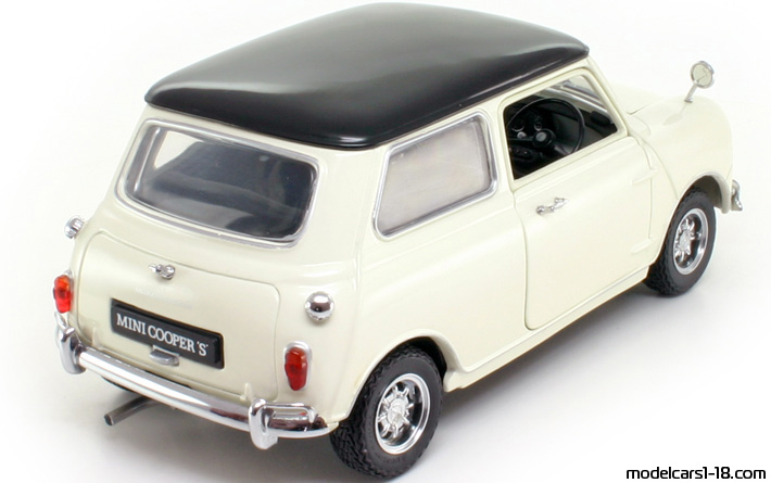 1964 - Morris Mini Cooper 1275S Kyosho 1/18 (Weiß / Schwarz) Hinten rechte seite