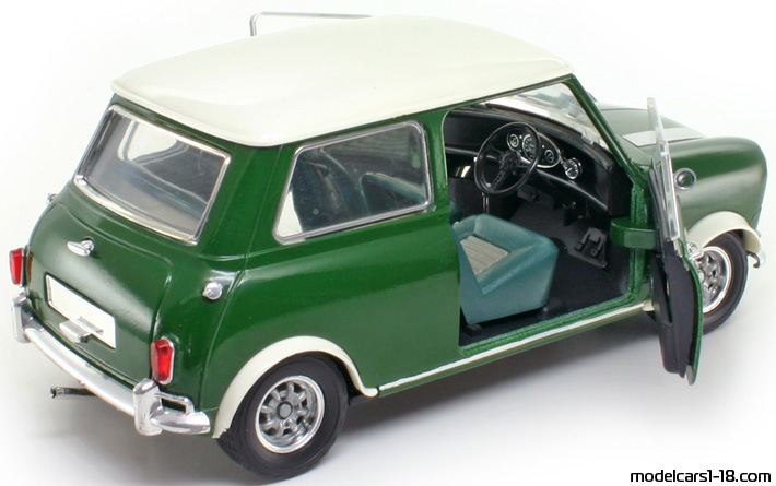 1964 - Morris Mini Cooper 1275S Majorette 1/16 (Grün / Weiß) Zu öffnende Teile