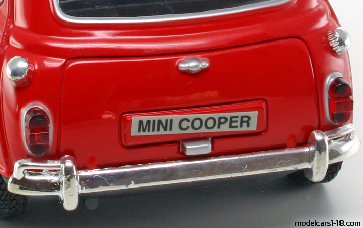 1959 - Morris Mini Cooper Motor Max 1/18 (Rot / Blau) Kofferraum / Klappbare Scheinwerfer