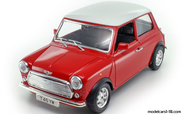 1969 - Morris Mini Cooper Bburago 1/16 (Red / Weiß) Vorne linke Seite