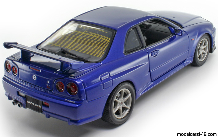 2002 - Nissan Skyline GT-R (R34) Motor Max 1/18 (Blau) Hinten rechte seite