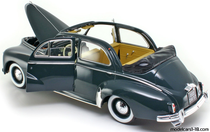 1954 - Peugeot 203 Decouverable Solido 1/18 (Grün) Zu öffnende Teile