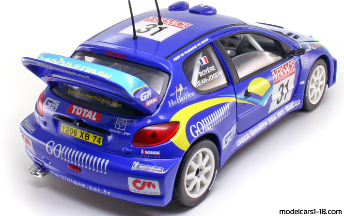1999 - Peugeot 206 WRC Solido 1/18 (Blau / Gelb) Hinten rechte seite