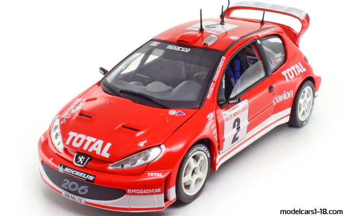 2003 - Peugeot 206 WRC Solido 1/18 (Rot / Weiß) Vorne linke Seite